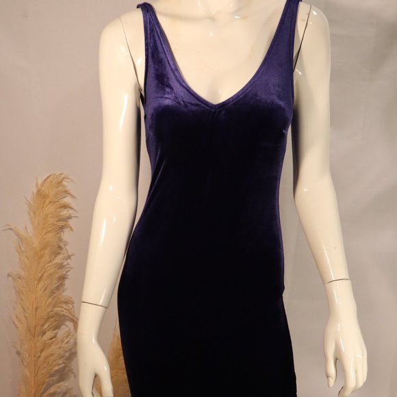 open lace back dress Vin Chaud Dark Purple Velvet Long-Sleeved Split Maxi Dress  Club L London